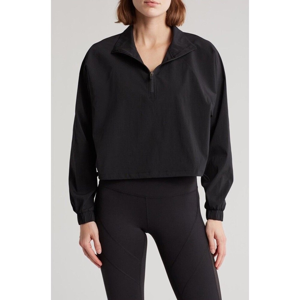 90 Degree by Reflex Gia Women's Black Ripstop Half Zip Crop Jacket XL NEW